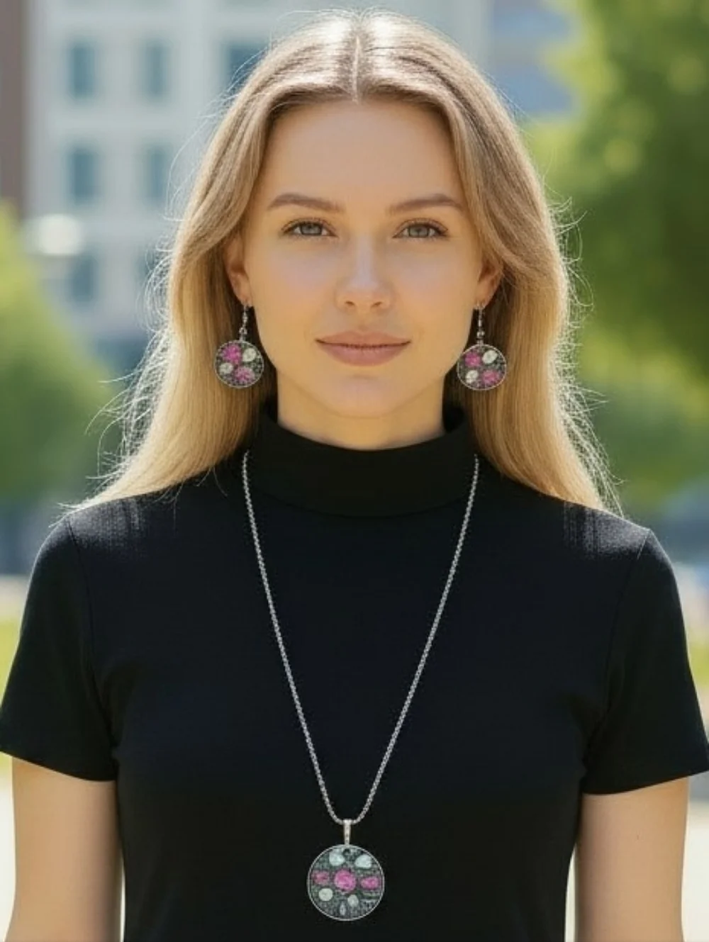 Handmade Resin Necklace And Matching Earrings Set - Picture 5 of 5